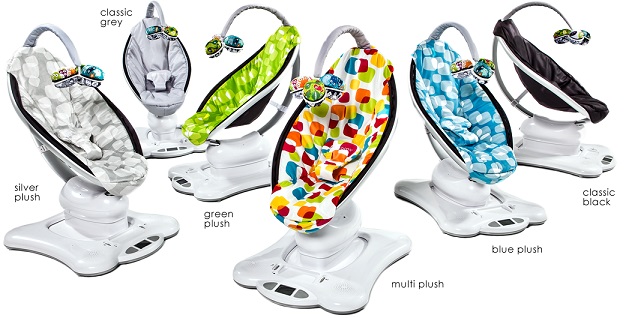 variuos color options of the Mamaroo swing by 4moms which is the best baby swing for colic babies