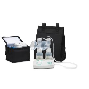 Electric pump by Ameda with bottles and accessories