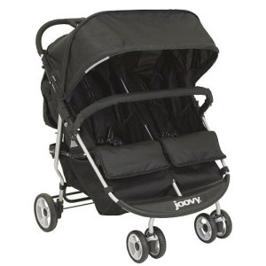 A double stroller considered to be the most affordable option among side-by-side strollers. Joovy Scooter X2 in black.